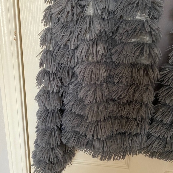 Gray Bohemian Shaggy Fringe Jacket - Picture 4 of 7